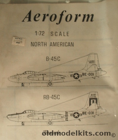 Aeroform 1/72 North American B-45C / RB-45C Tornado - Bagged, 72001 plastic model kit